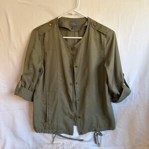 Market & spruce women’s 3/4 sleeve jacket. Olive green. Lightweight. Size XS